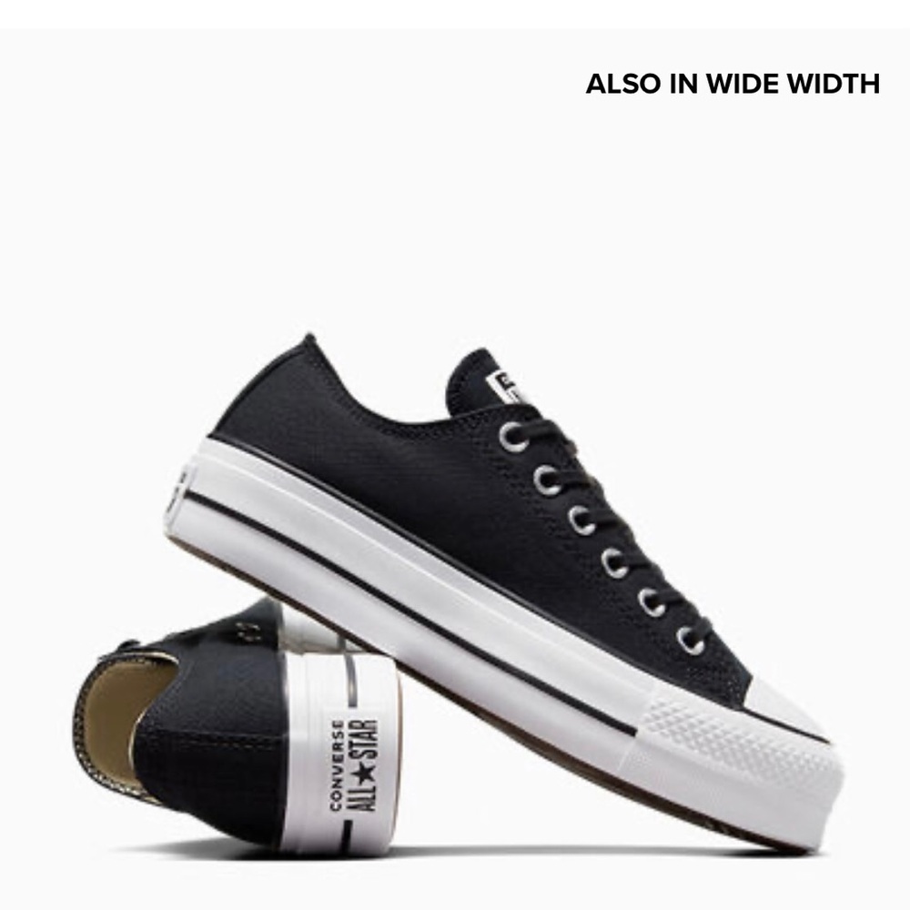 Converse Black platform canvas Sneakers. Worn once.They run 1/2 size smaller